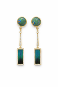 Shu Brocade & Peacock Feather-Inlay Drop Earrings