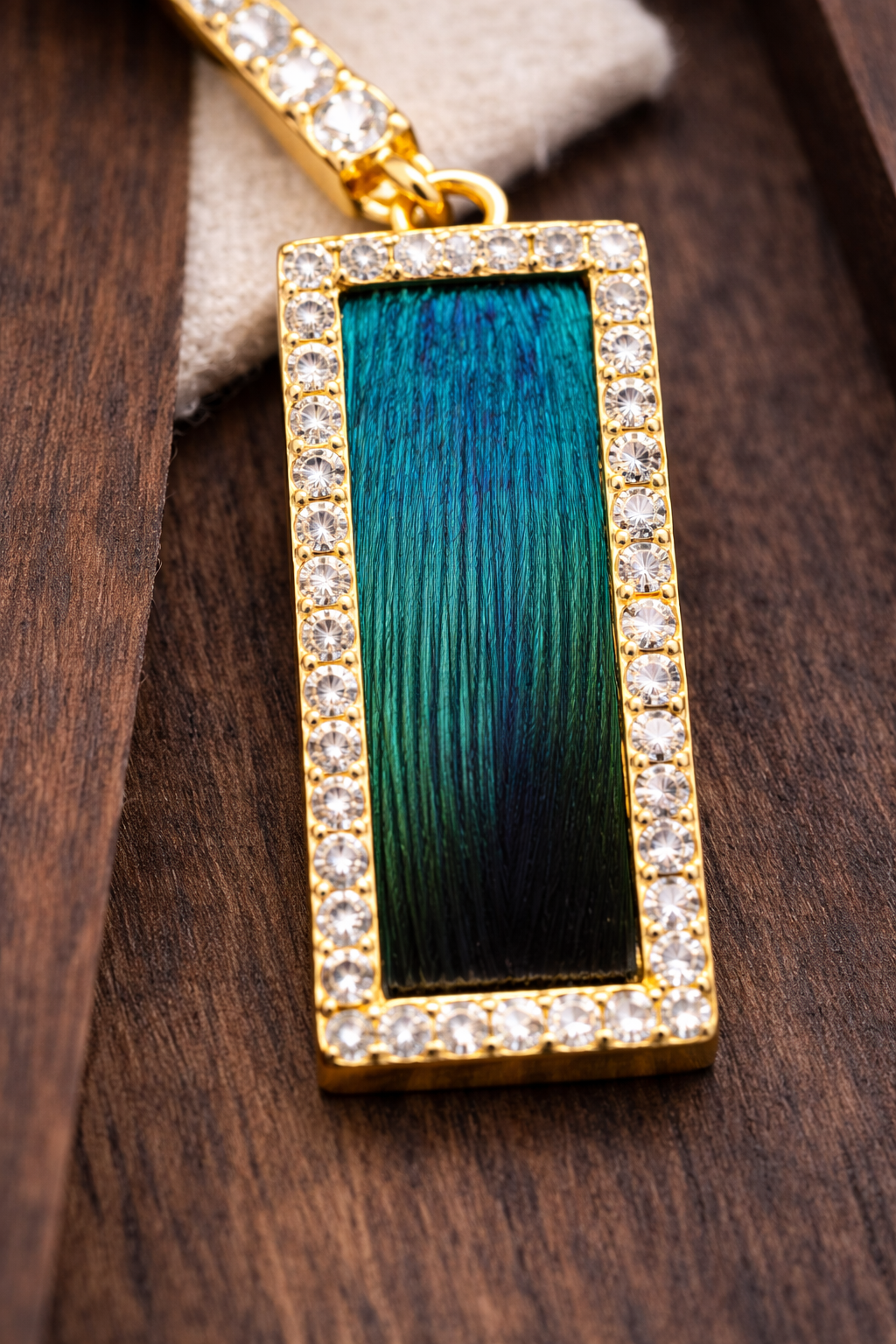 Shu Brocade & Peacock Feather-Inlay Drop Earrings