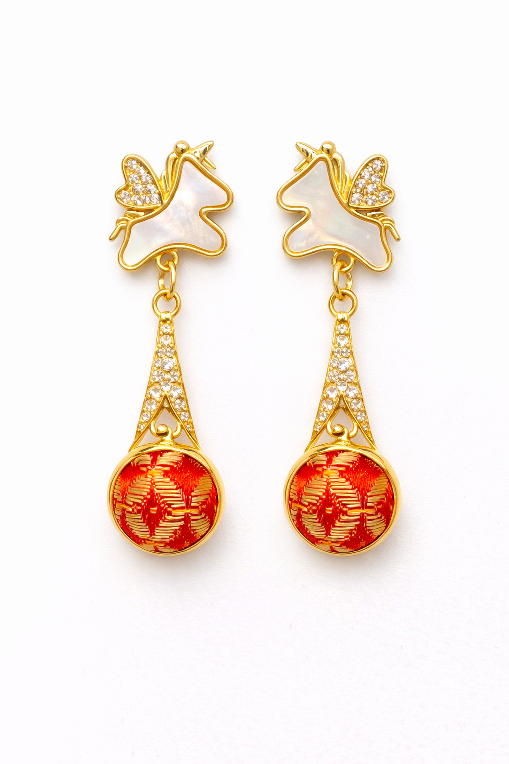 Auspicious Horse Shu Brocade Drop Earrings