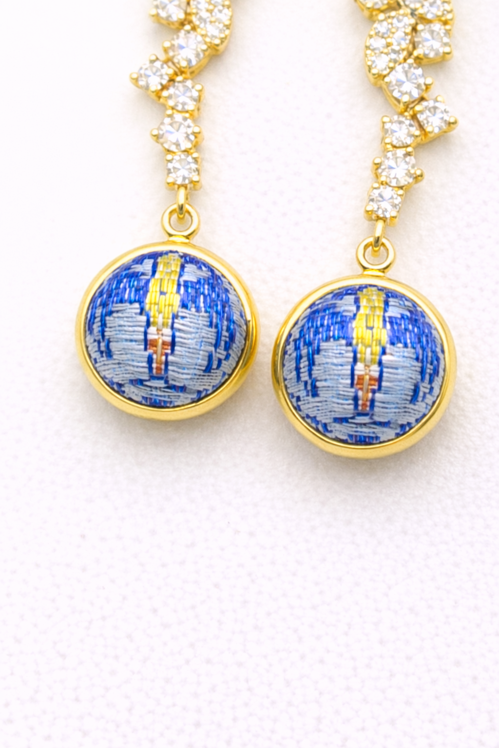 Azure Shu Brocade Floral Drop Earrings
