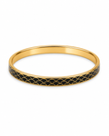 Black Cloisonné Scale Bangle with Gold-Tone Detailing