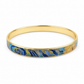 Blue & Gold Abstract Landscape Cloisonné Slim Bangle