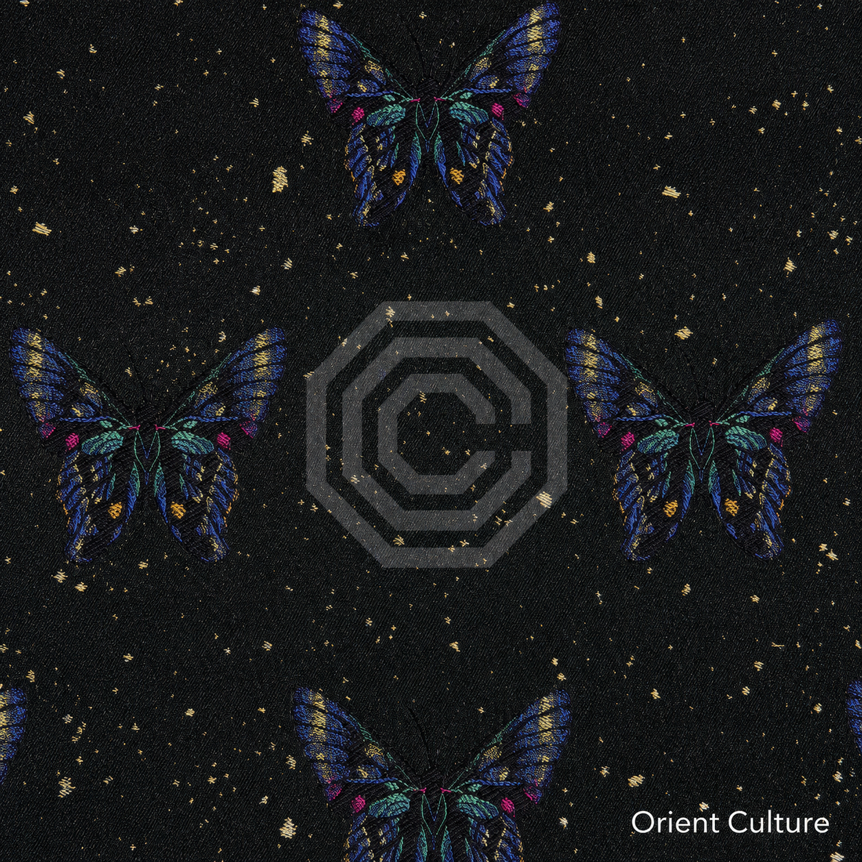 OC-SB-054 — Black Blue-Pink Butterfly Shu Brocade