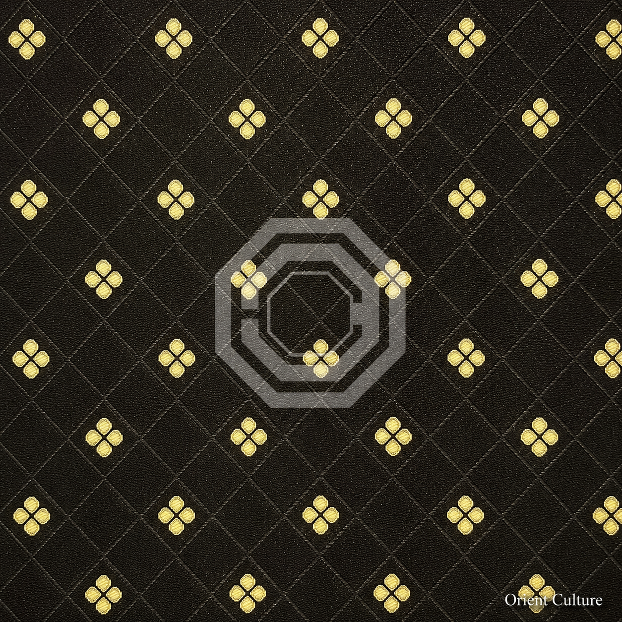 OC-SB-001 — Black Persimmon Calyx Diamond Pattern Shu Brocade